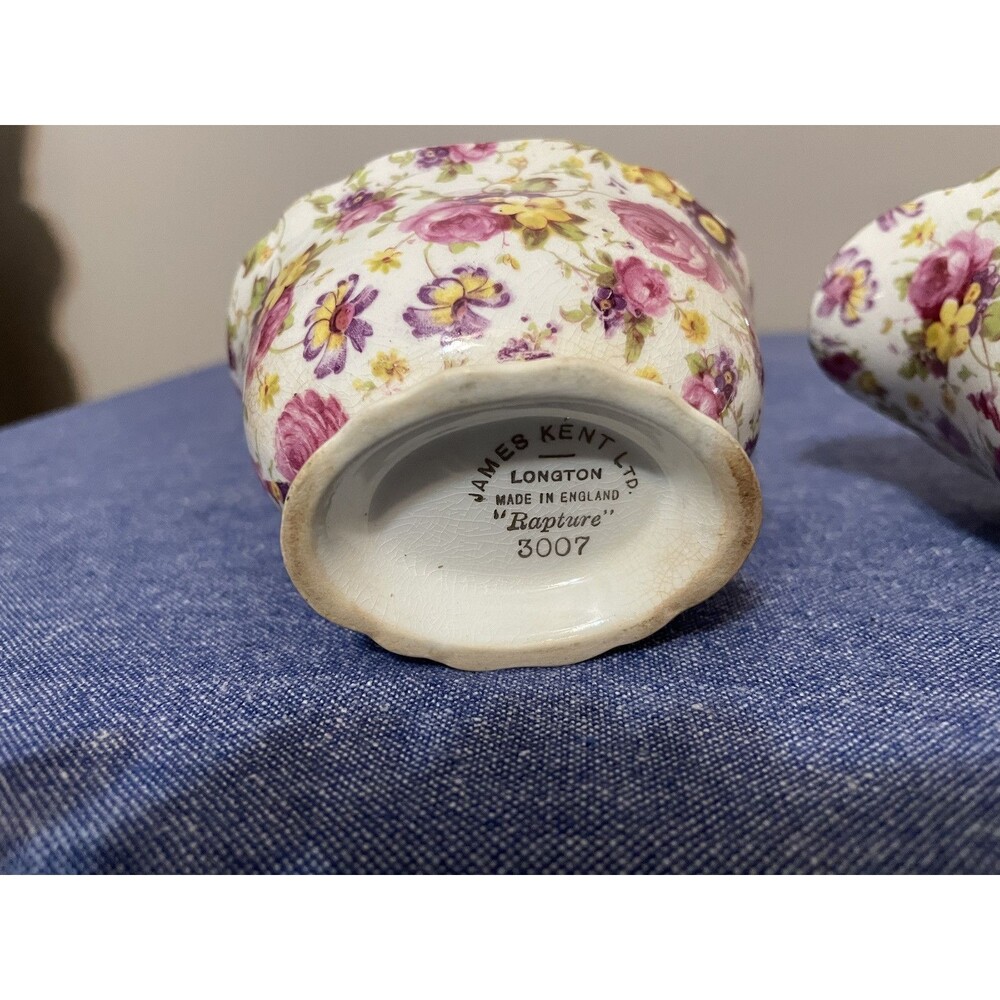Vintage James Kent Ltd Longton Rapture Pattern #3007 Creamer And Sugar Bowl - Picture 10 of 11